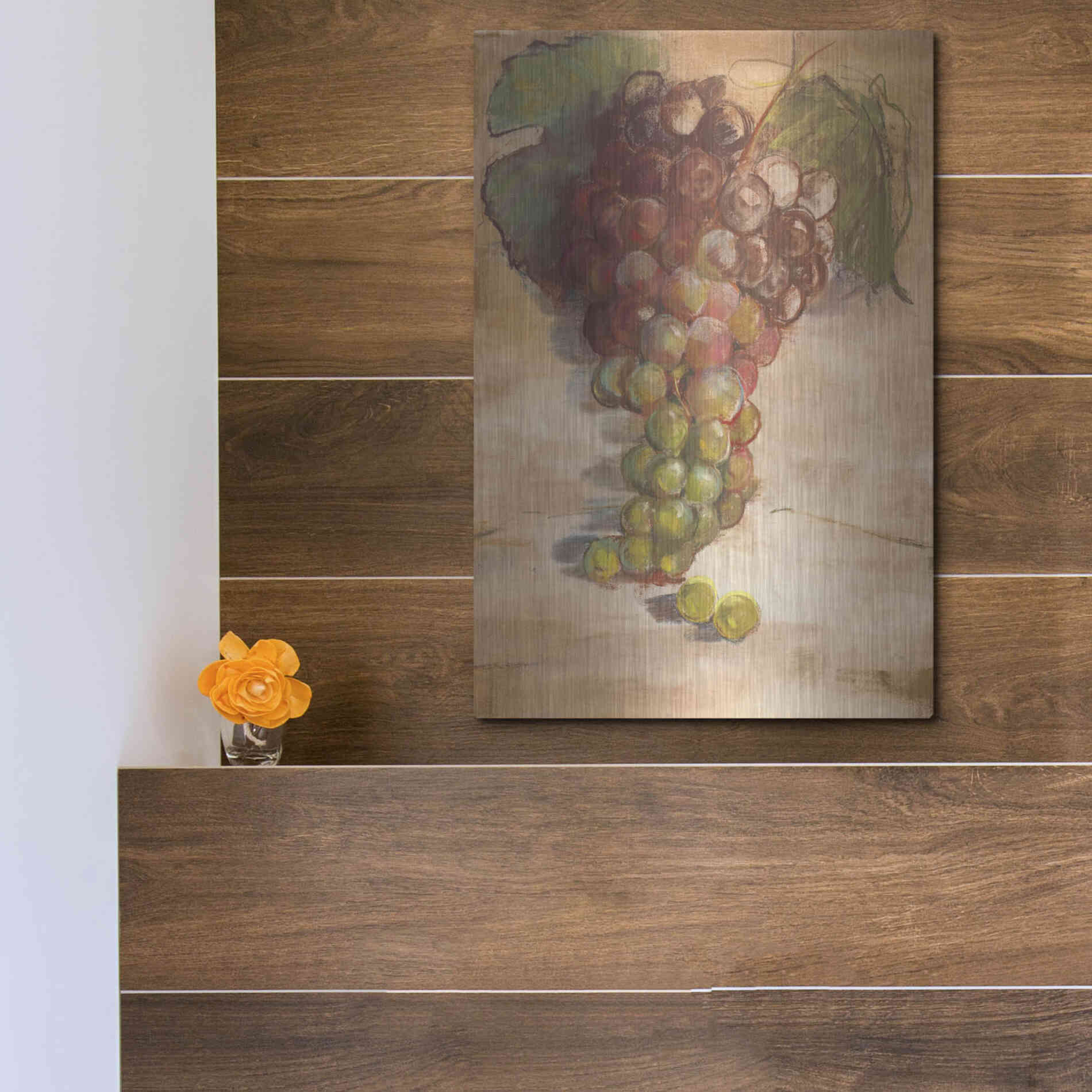 Luxe Metal Art 'Grape Harvest II No Label' by Carol Rowan, Metal Wall Art,12x16