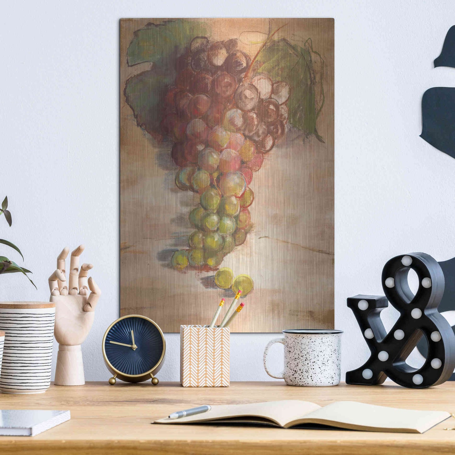 Luxe Metal Art 'Grape Harvest II No Label' by Carol Rowan, Metal Wall Art,12x16