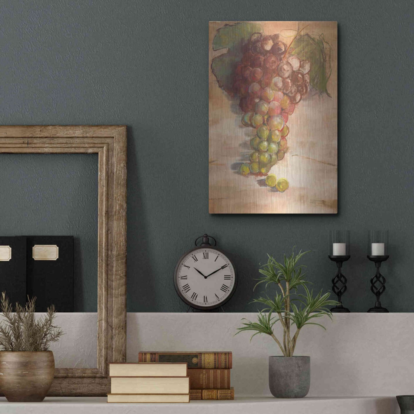Luxe Metal Art 'Grape Harvest II No Label' by Carol Rowan, Metal Wall Art,12x16
