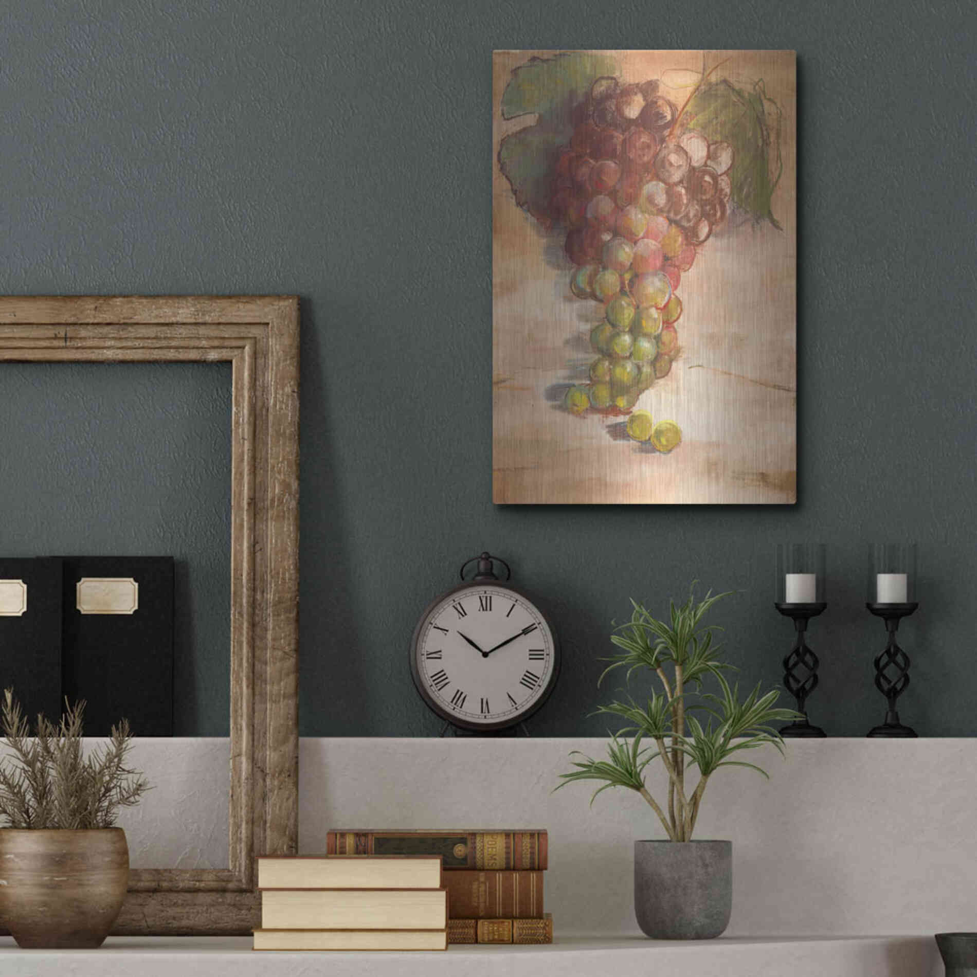 Luxe Metal Art 'Grape Harvest II No Label' by Carol Rowan, Metal Wall Art,12x16