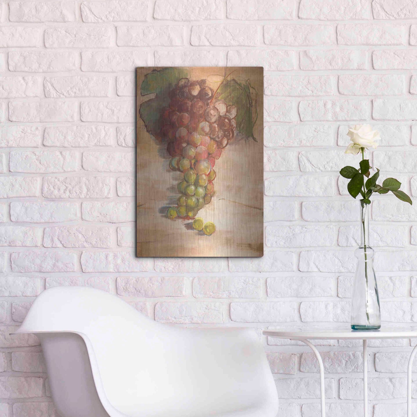 Luxe Metal Art 'Grape Harvest II No Label' by Carol Rowan, Metal Wall Art,16x24
