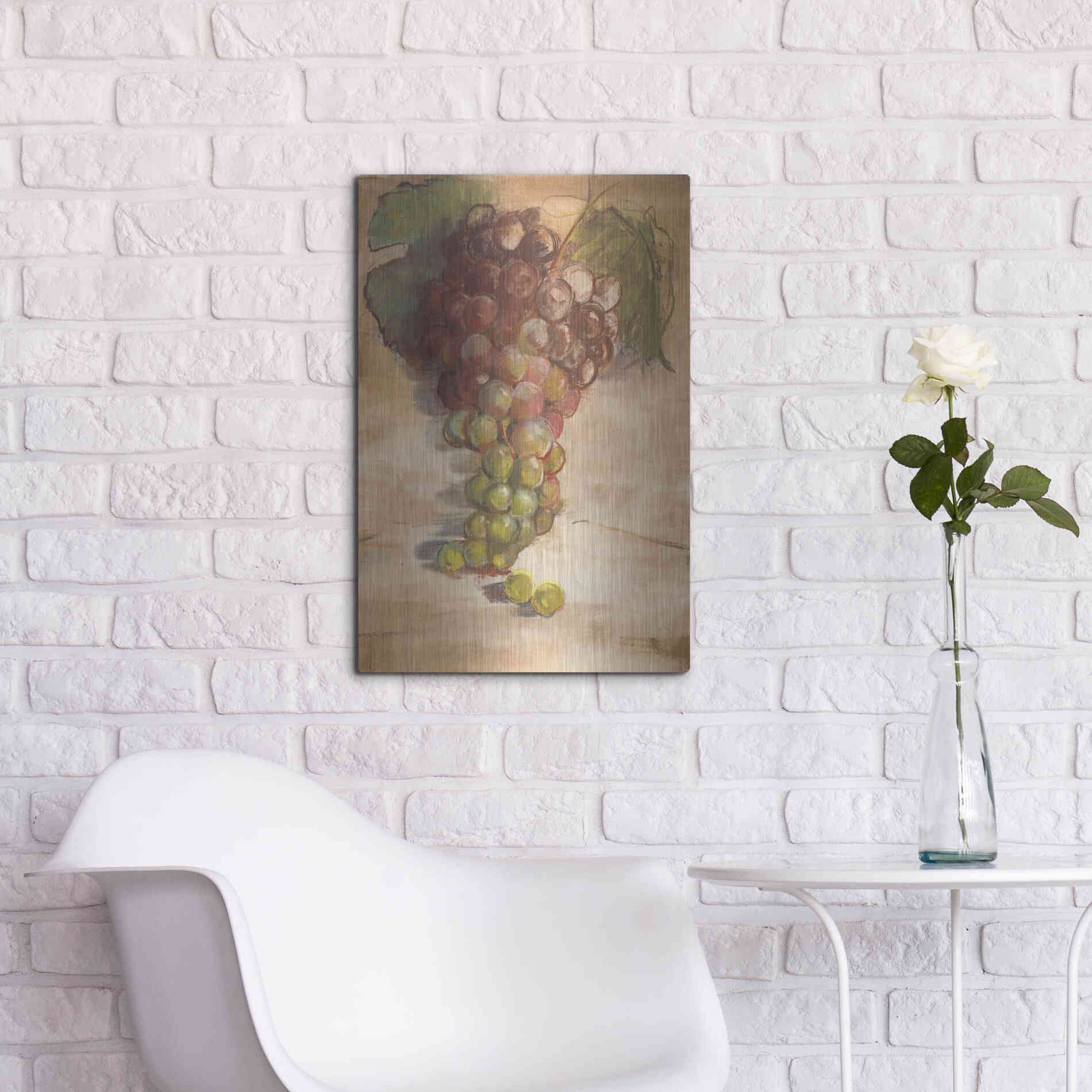 Luxe Metal Art 'Grape Harvest II No Label' by Carol Rowan, Metal Wall Art,16x24