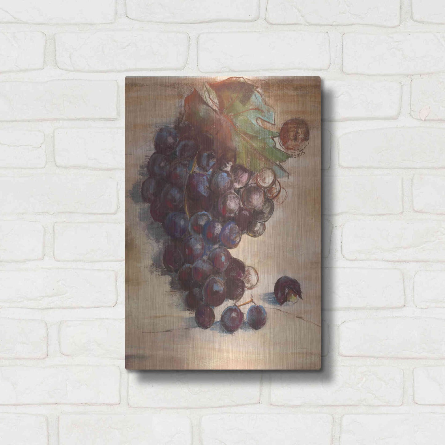 Luxe Metal Art 'Grape Harvest III No Label' by Carol Rowan, Metal Wall Art,12x16