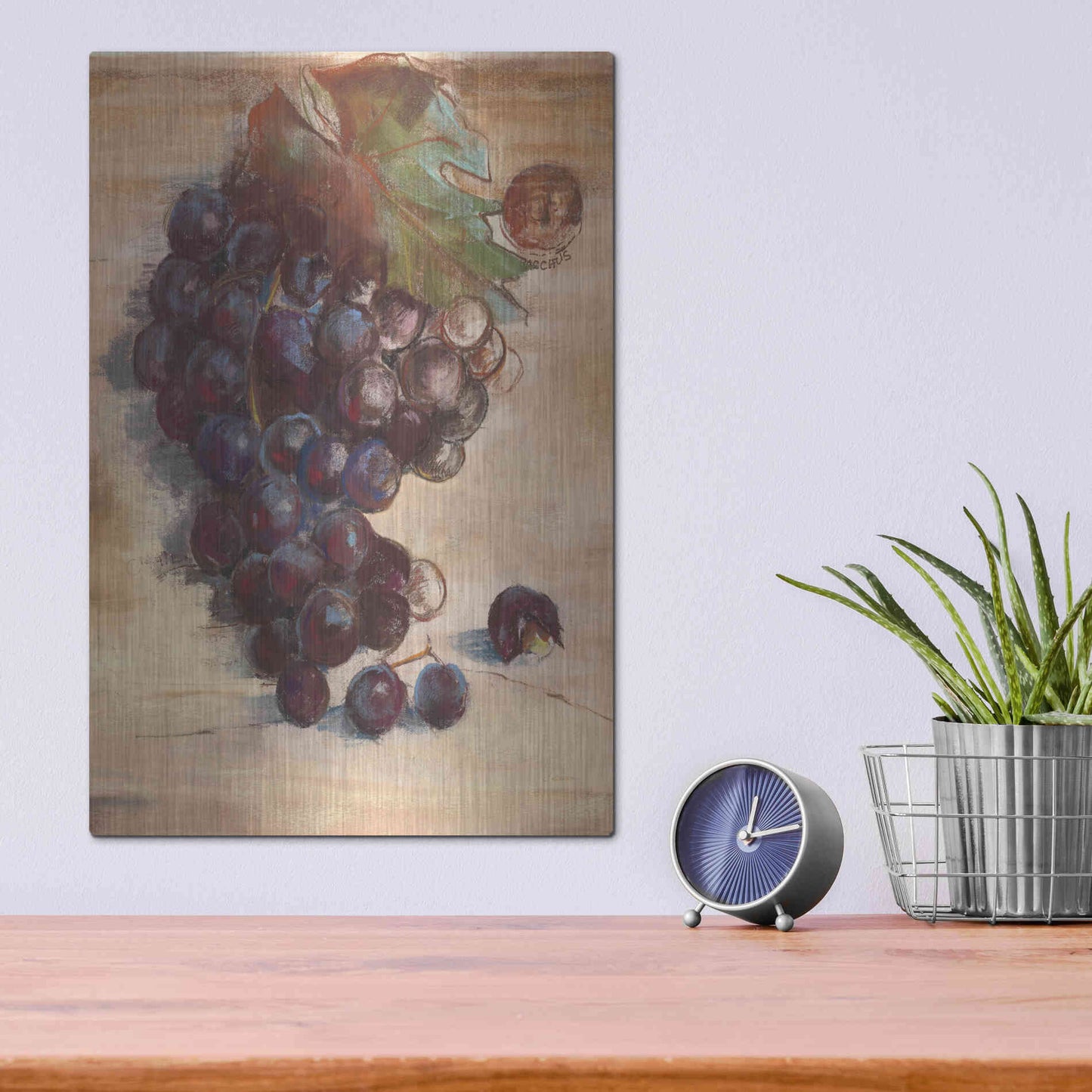 Luxe Metal Art 'Grape Harvest III No Label' by Carol Rowan, Metal Wall Art,12x16