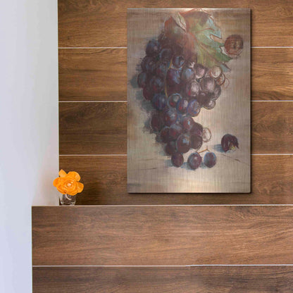 Luxe Metal Art 'Grape Harvest III No Label' by Carol Rowan, Metal Wall Art,12x16