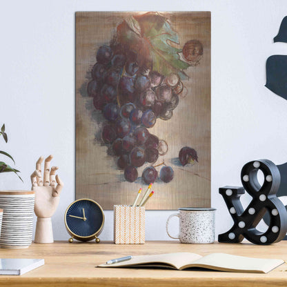Luxe Metal Art 'Grape Harvest III No Label' by Carol Rowan, Metal Wall Art,12x16