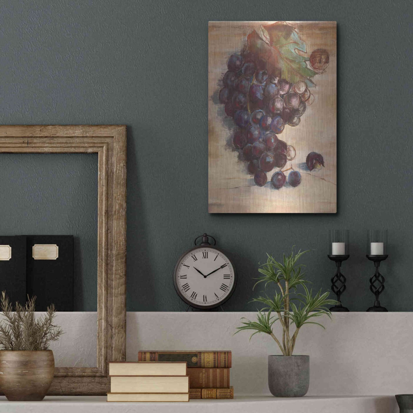 Luxe Metal Art 'Grape Harvest III No Label' by Carol Rowan, Metal Wall Art,12x16