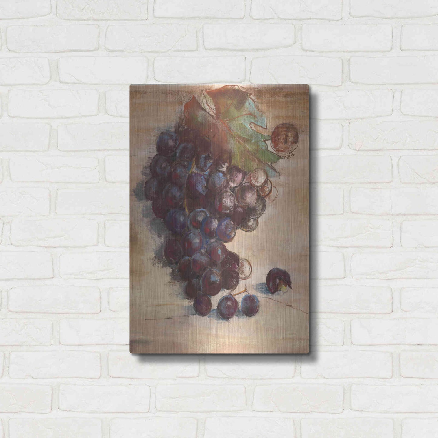 Luxe Metal Art 'Grape Harvest III No Label' by Carol Rowan, Metal Wall Art,16x24