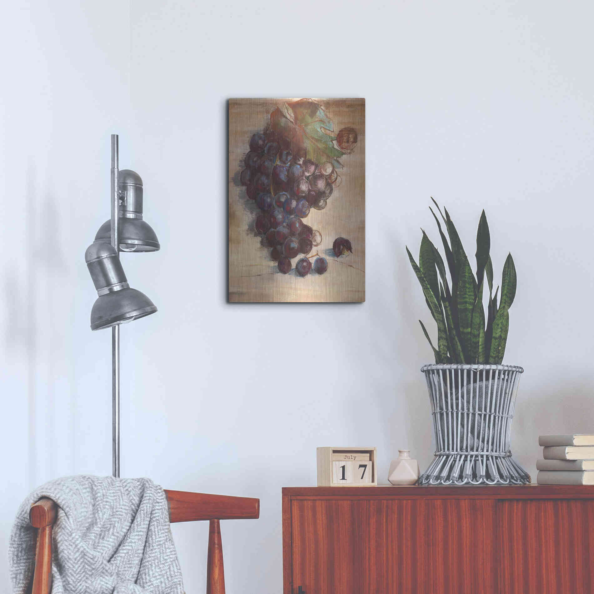 Luxe Metal Art 'Grape Harvest III No Label' by Carol Rowan, Metal Wall Art,16x24