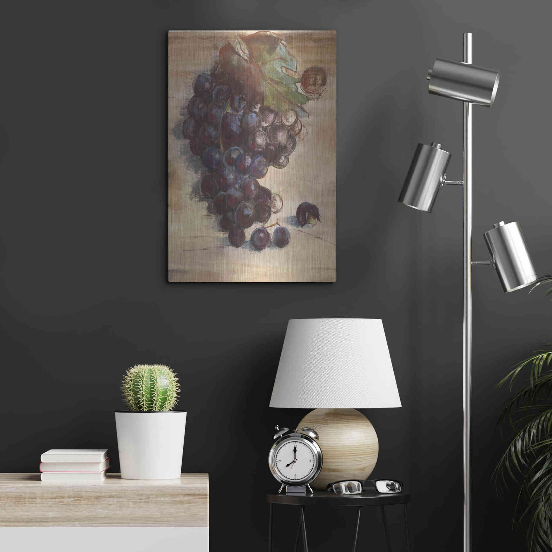 Luxe Metal Art 'Grape Harvest III No Label' by Carol Rowan, Metal Wall Art,16x24
