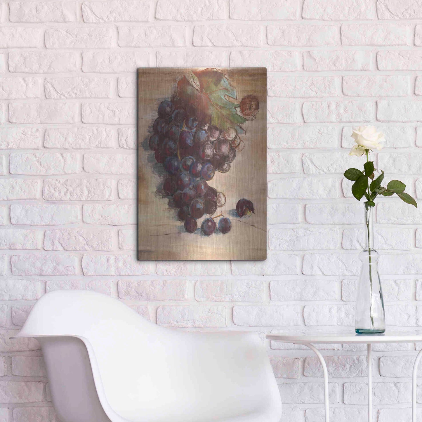 Luxe Metal Art 'Grape Harvest III No Label' by Carol Rowan, Metal Wall Art,16x24