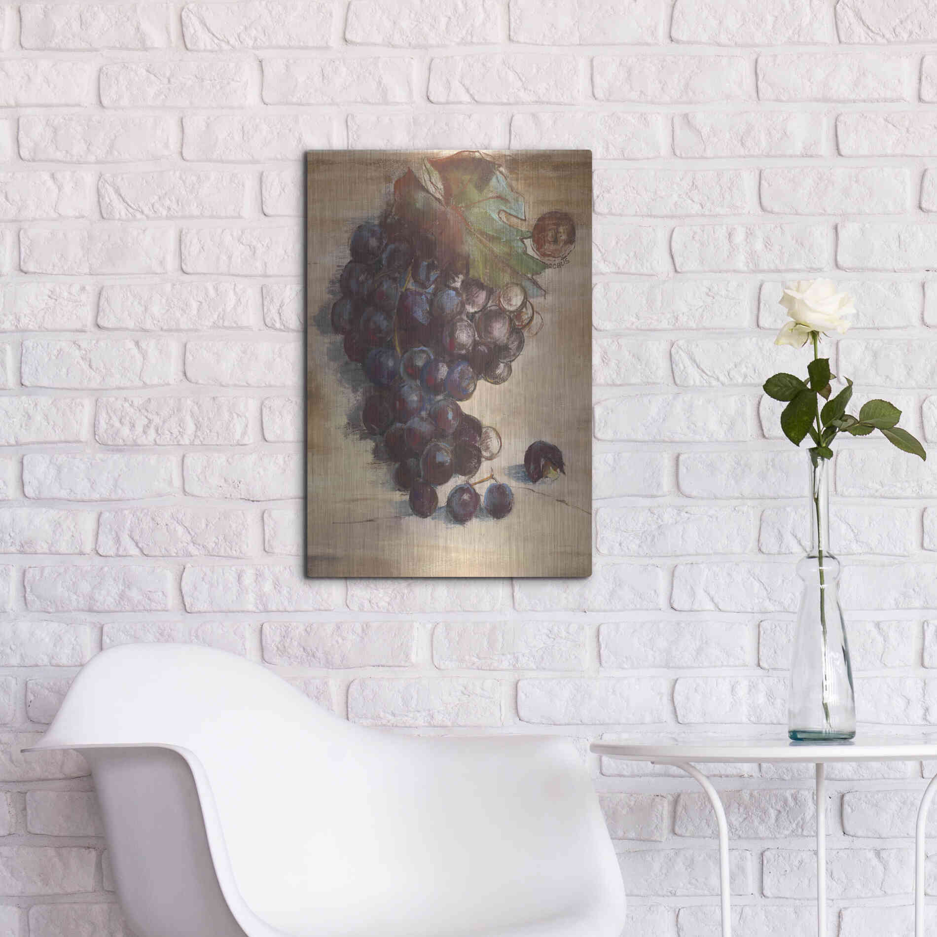 Luxe Metal Art 'Grape Harvest III No Label' by Carol Rowan, Metal Wall Art,16x24