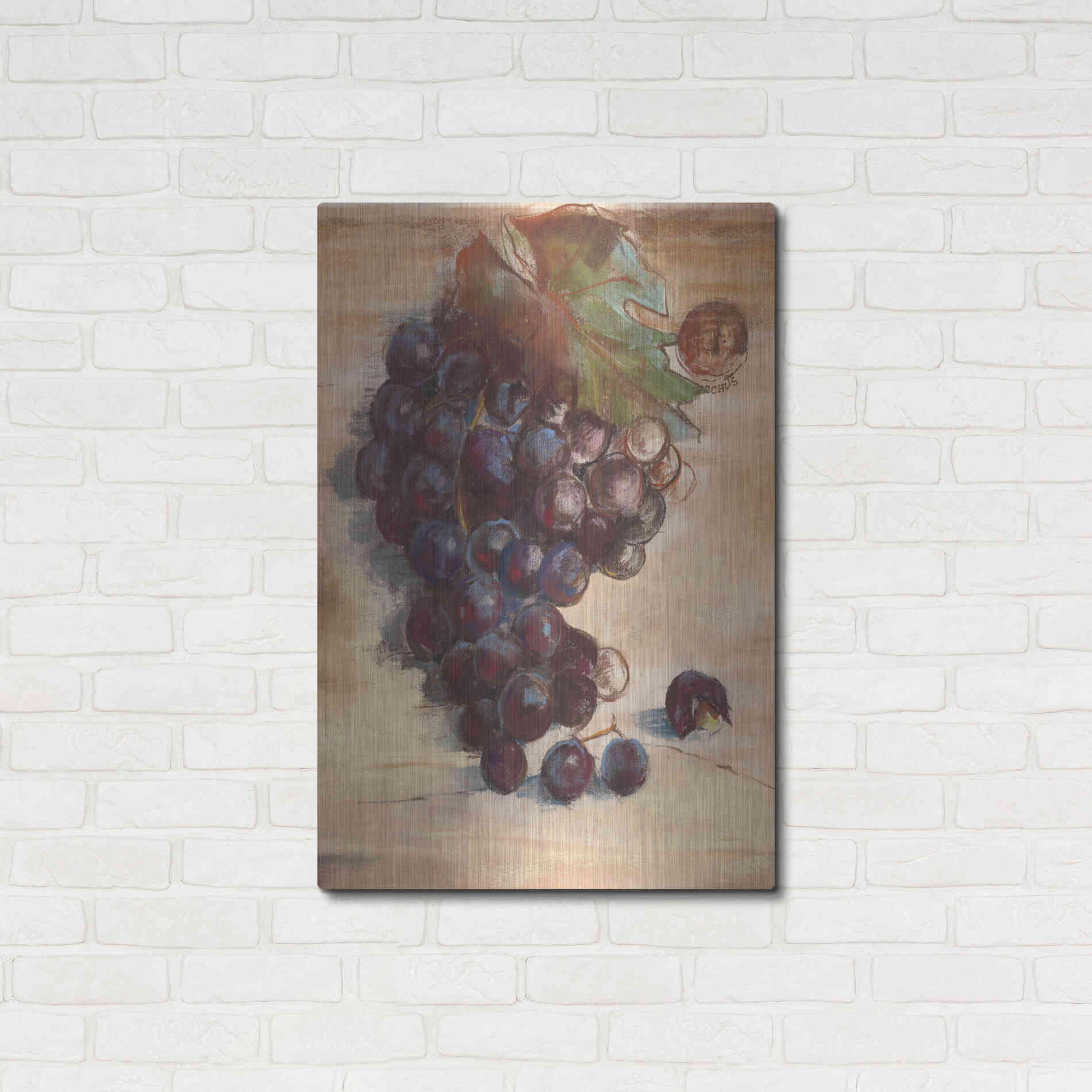 Luxe Metal Art 'Grape Harvest III No Label' by Carol Rowan, Metal Wall Art,24x36