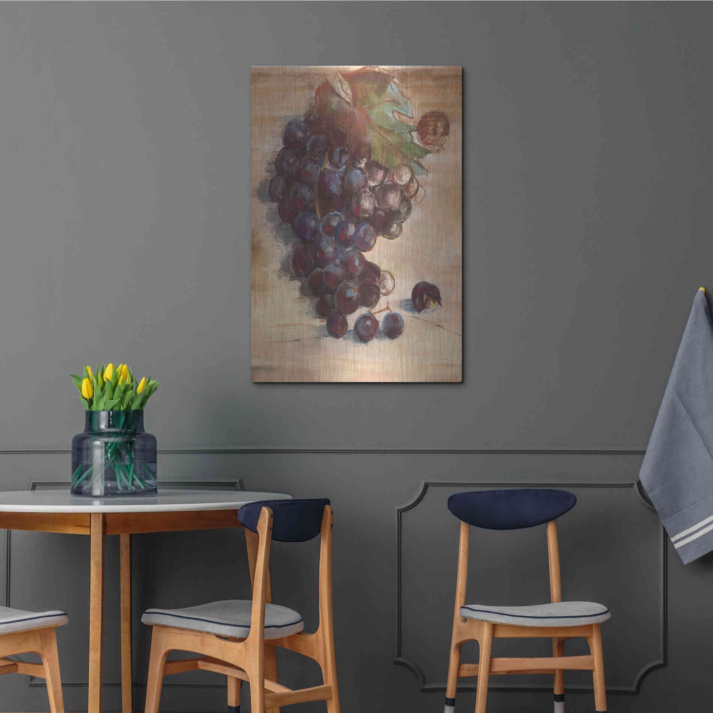 Luxe Metal Art 'Grape Harvest III No Label' by Carol Rowan, Metal Wall Art,24x36