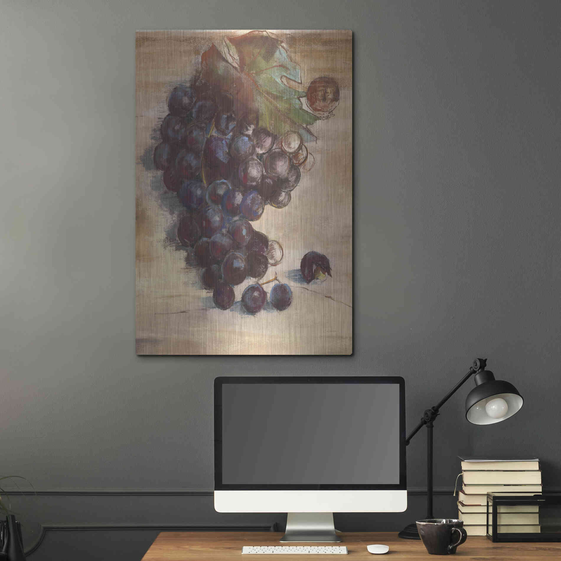 Luxe Metal Art 'Grape Harvest III No Label' by Carol Rowan, Metal Wall Art,24x36