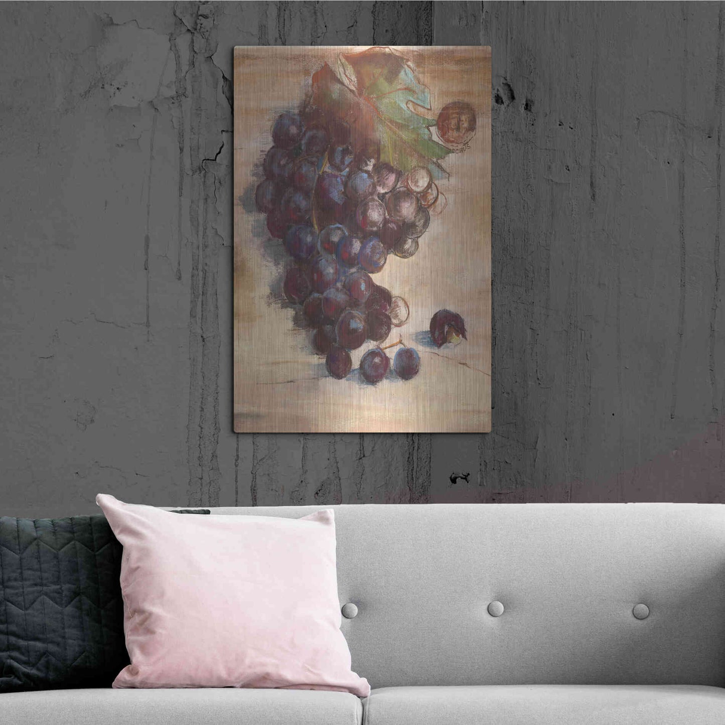 Luxe Metal Art 'Grape Harvest III No Label' by Carol Rowan, Metal Wall Art,24x36