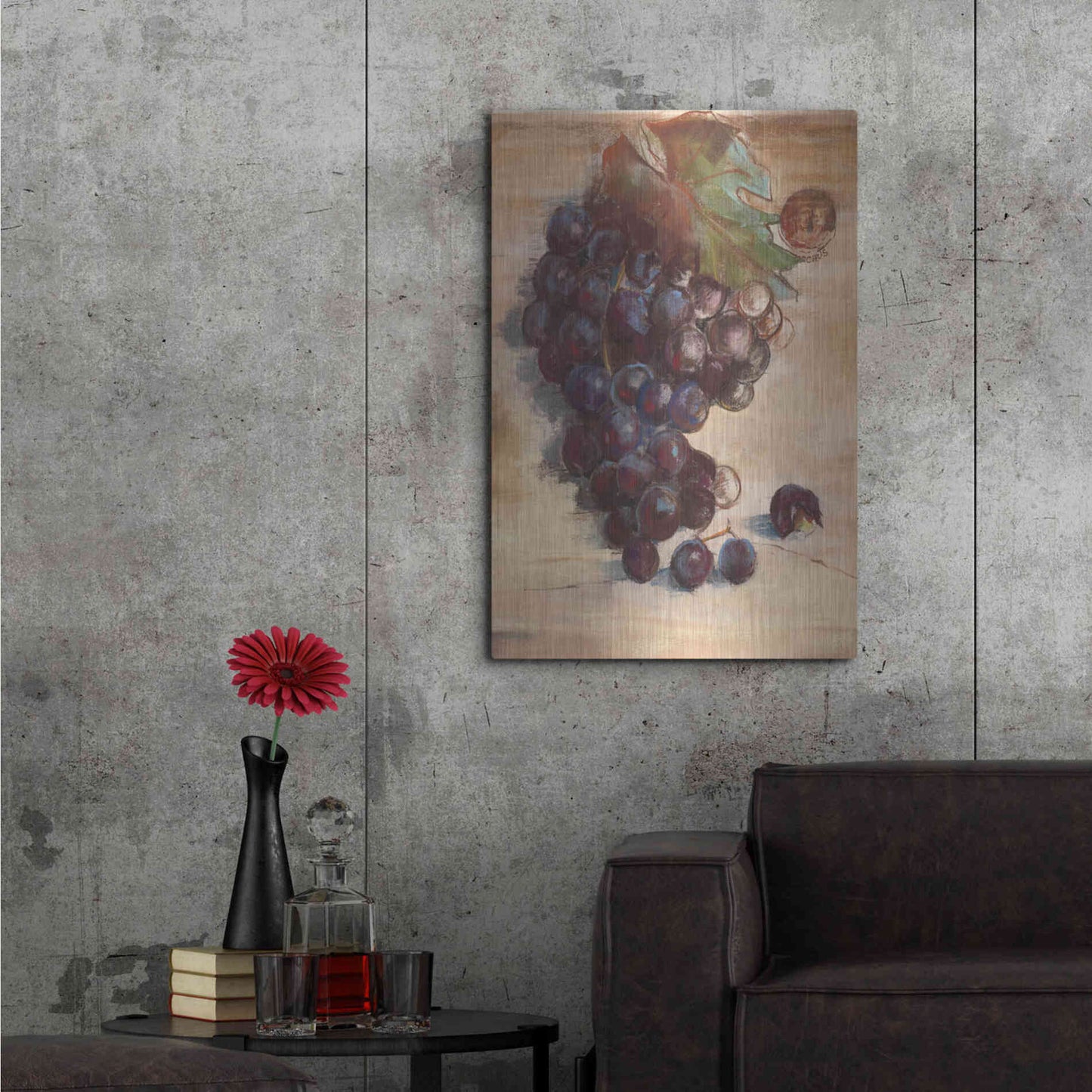 Luxe Metal Art 'Grape Harvest III No Label' by Carol Rowan, Metal Wall Art,24x36