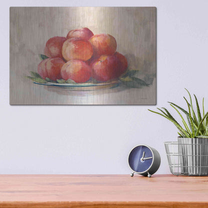 Luxe Metal Art 'Ripe Peaches' by Carol Rowan, Metal Wall Art,16x12