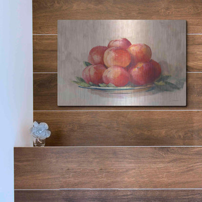 Luxe Metal Art 'Ripe Peaches' by Carol Rowan, Metal Wall Art,16x12