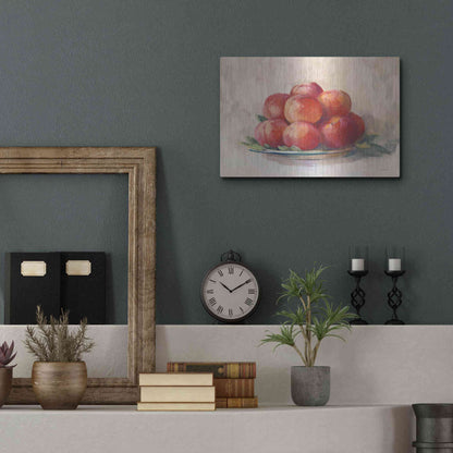 Luxe Metal Art 'Ripe Peaches' by Carol Rowan, Metal Wall Art,16x12