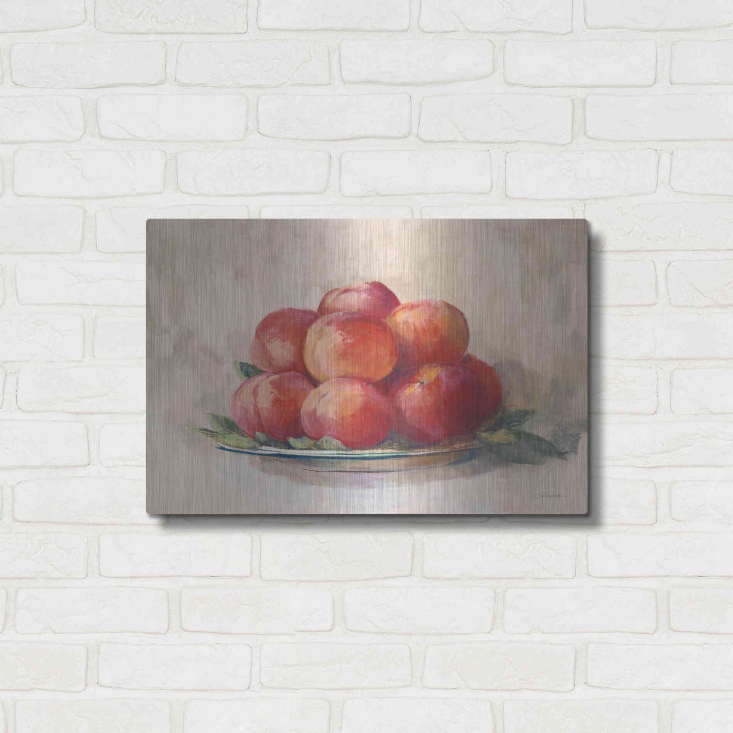 Luxe Metal Art 'Ripe Peaches' by Carol Rowan, Metal Wall Art,24x16