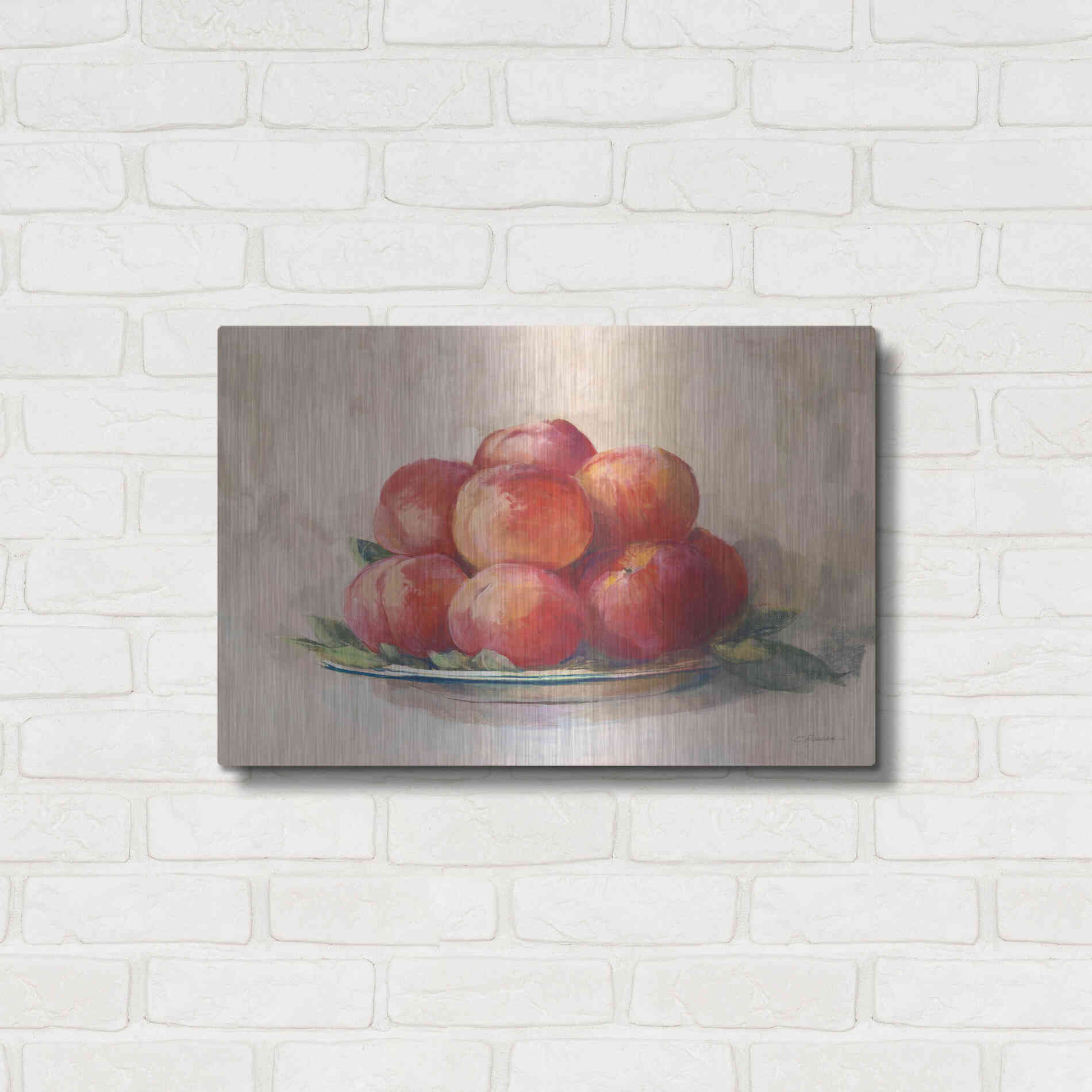 Luxe Metal Art 'Ripe Peaches' by Carol Rowan, Metal Wall Art,24x16