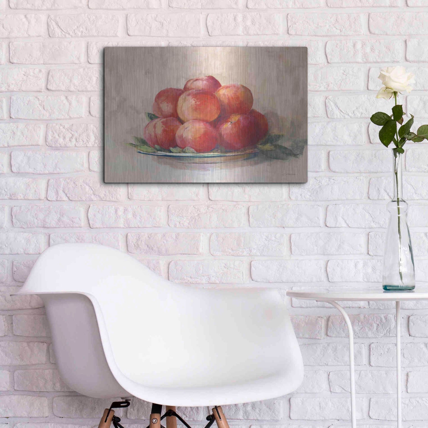 Luxe Metal Art 'Ripe Peaches' by Carol Rowan, Metal Wall Art,24x16