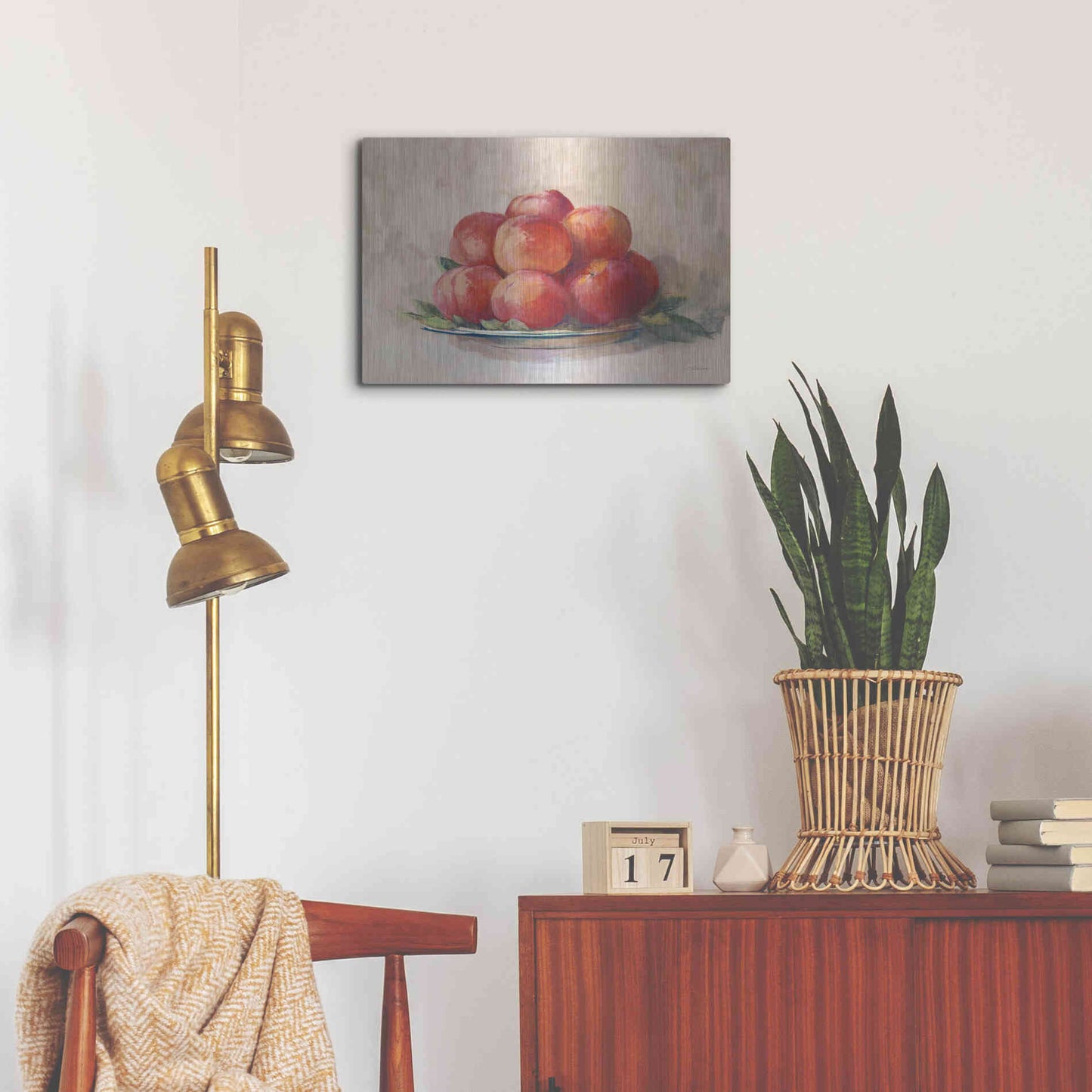Luxe Metal Art 'Ripe Peaches' by Carol Rowan, Metal Wall Art,24x16