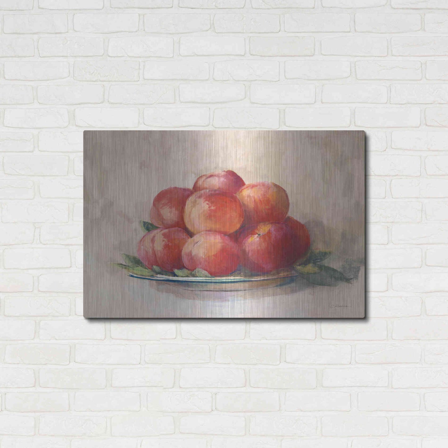 Luxe Metal Art 'Ripe Peaches' by Carol Rowan, Metal Wall Art,36x24