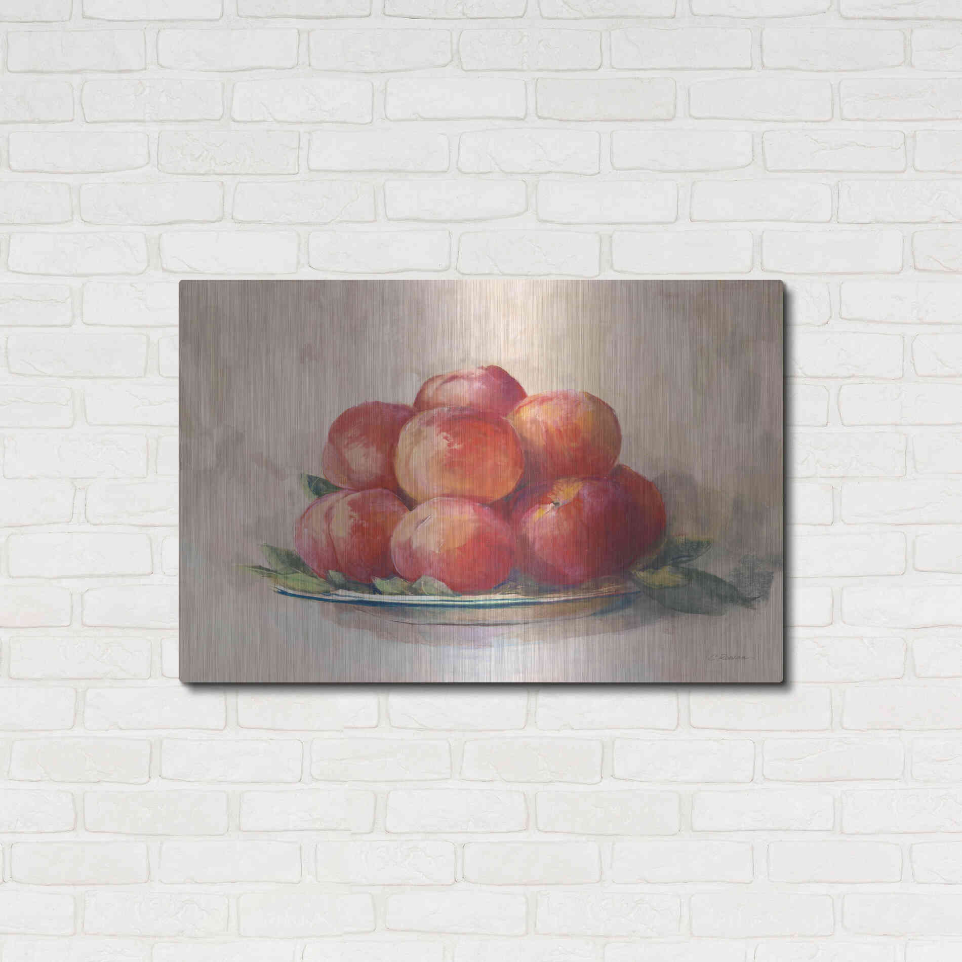 Luxe Metal Art 'Ripe Peaches' by Carol Rowan, Metal Wall Art,36x24