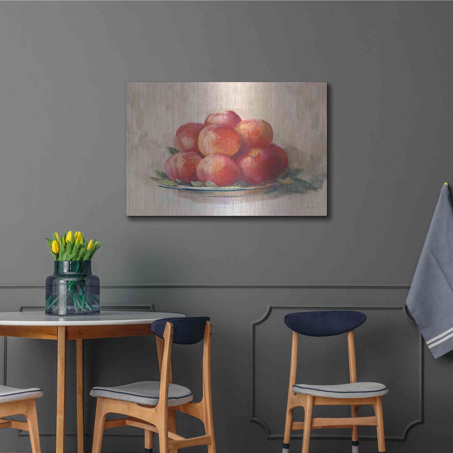 Luxe Metal Art 'Ripe Peaches' by Carol Rowan, Metal Wall Art,36x24