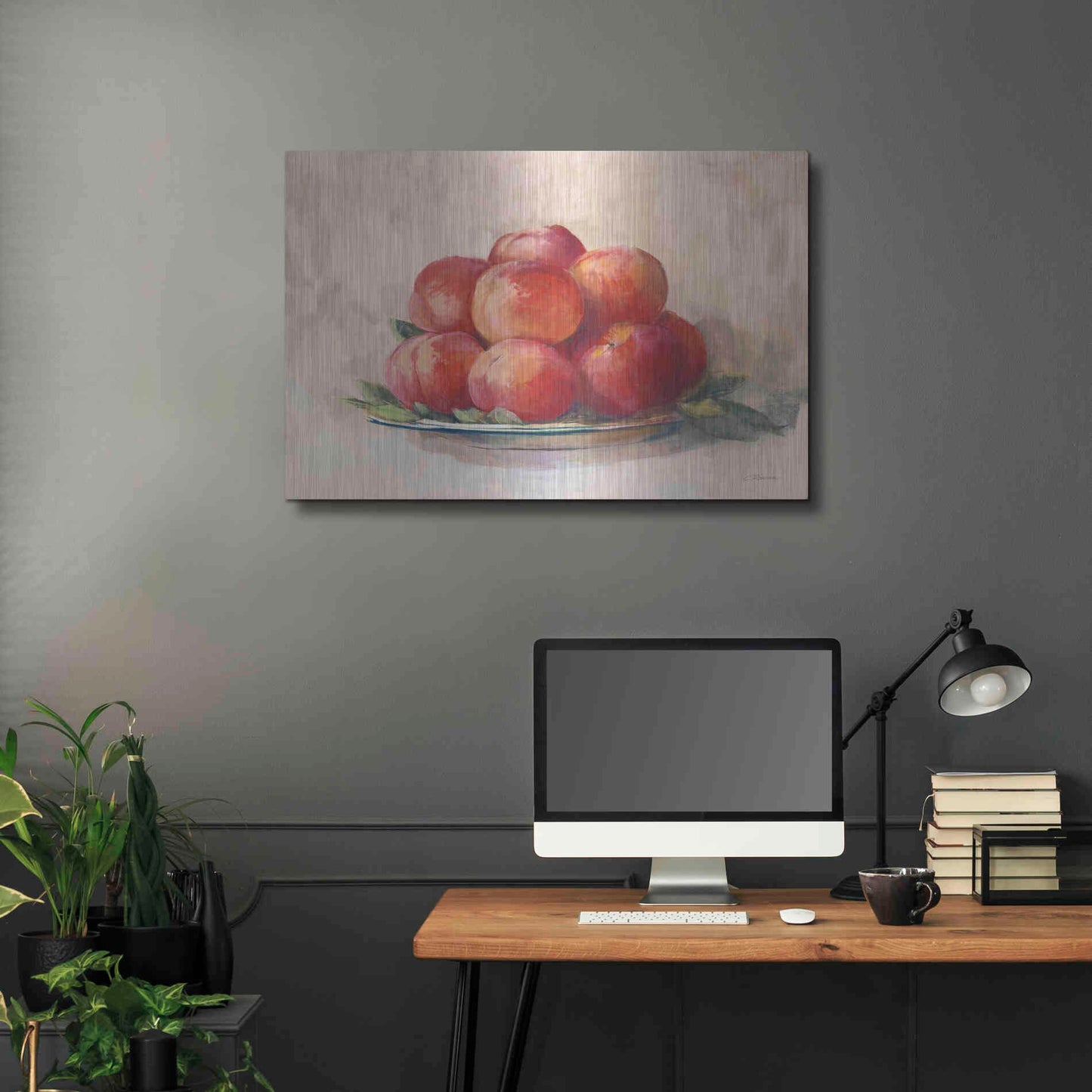 Luxe Metal Art 'Ripe Peaches' by Carol Rowan, Metal Wall Art,36x24