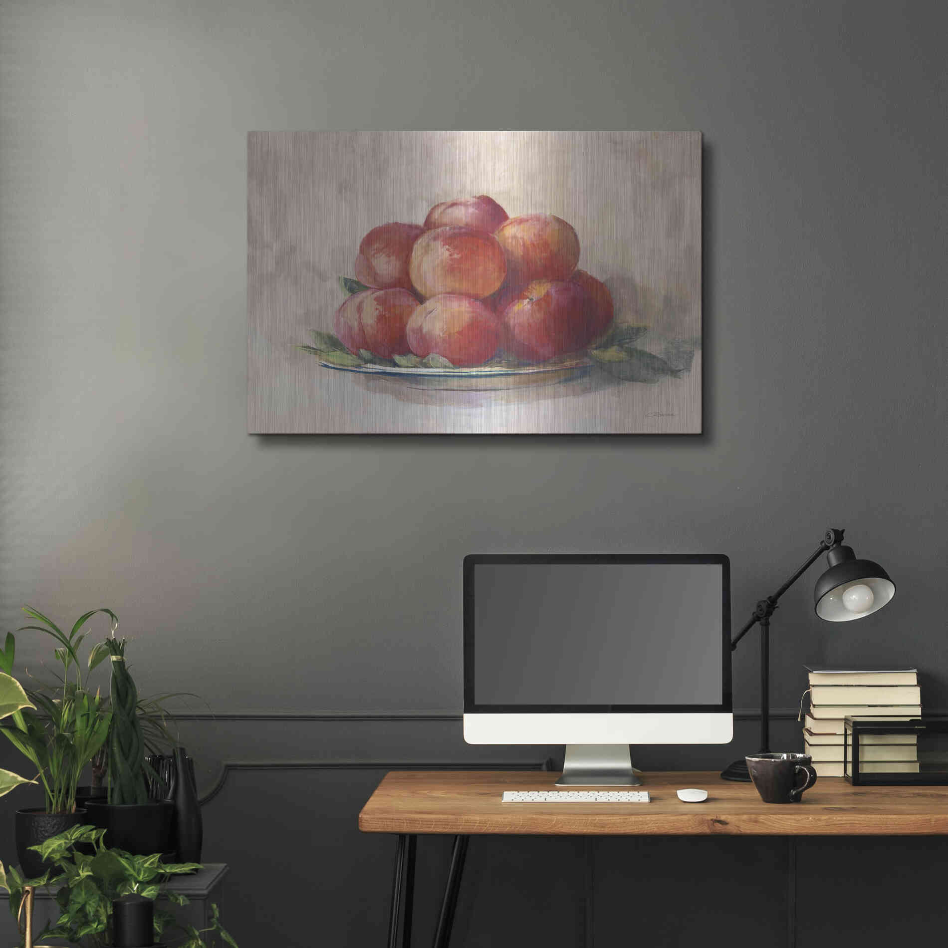Luxe Metal Art 'Ripe Peaches' by Carol Rowan, Metal Wall Art,36x24
