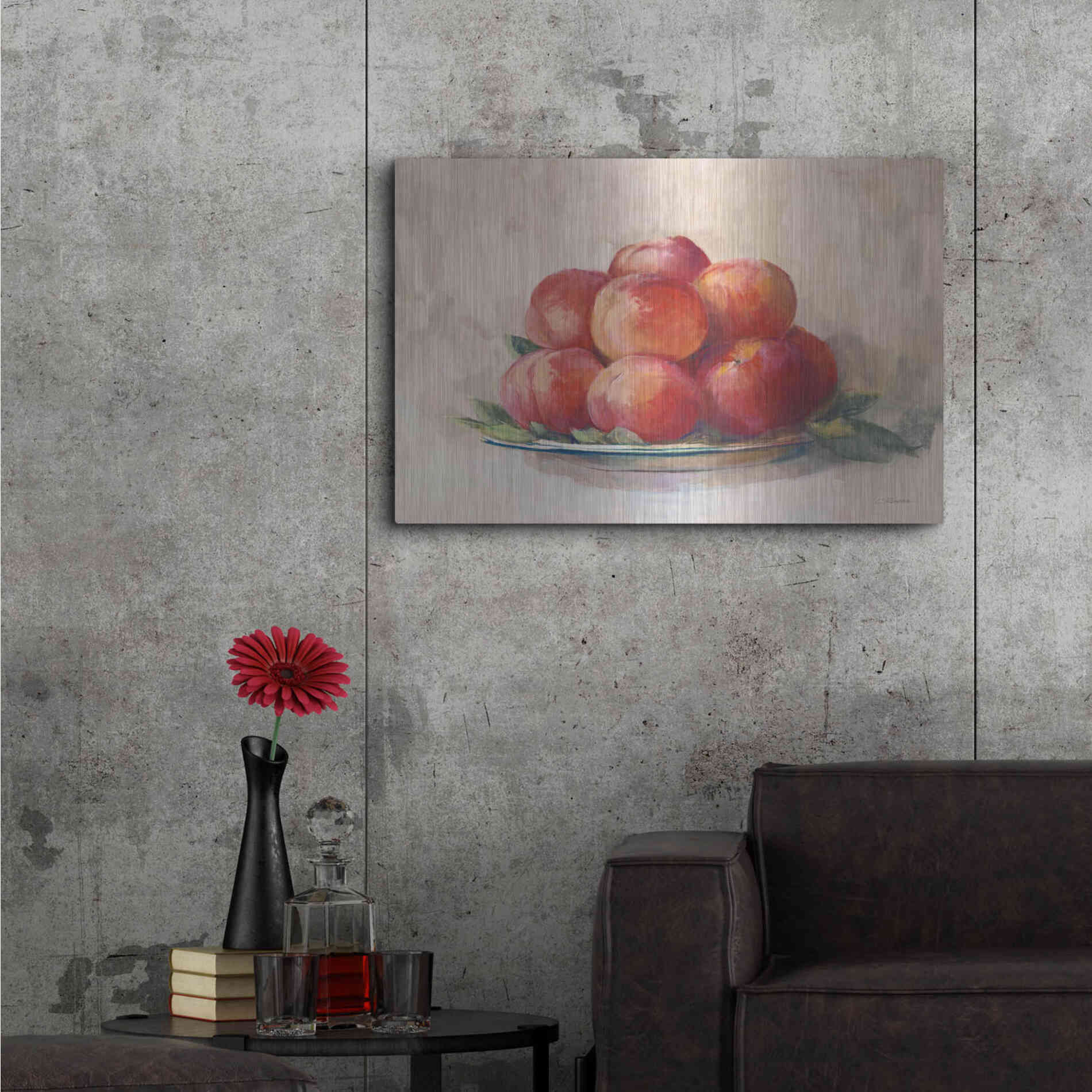 Luxe Metal Art 'Ripe Peaches' by Carol Rowan, Metal Wall Art,36x24