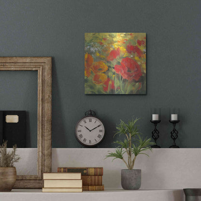 Luxe Metal Art 'Oriental Poppy Field I' by Carol Rowan, Metal Wall Art,12x12