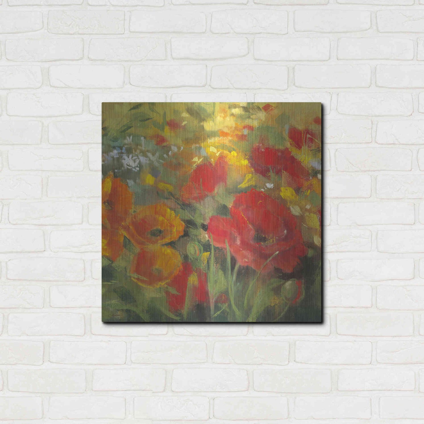 Luxe Metal Art 'Oriental Poppy Field I' by Carol Rowan, Metal Wall Art,24x24