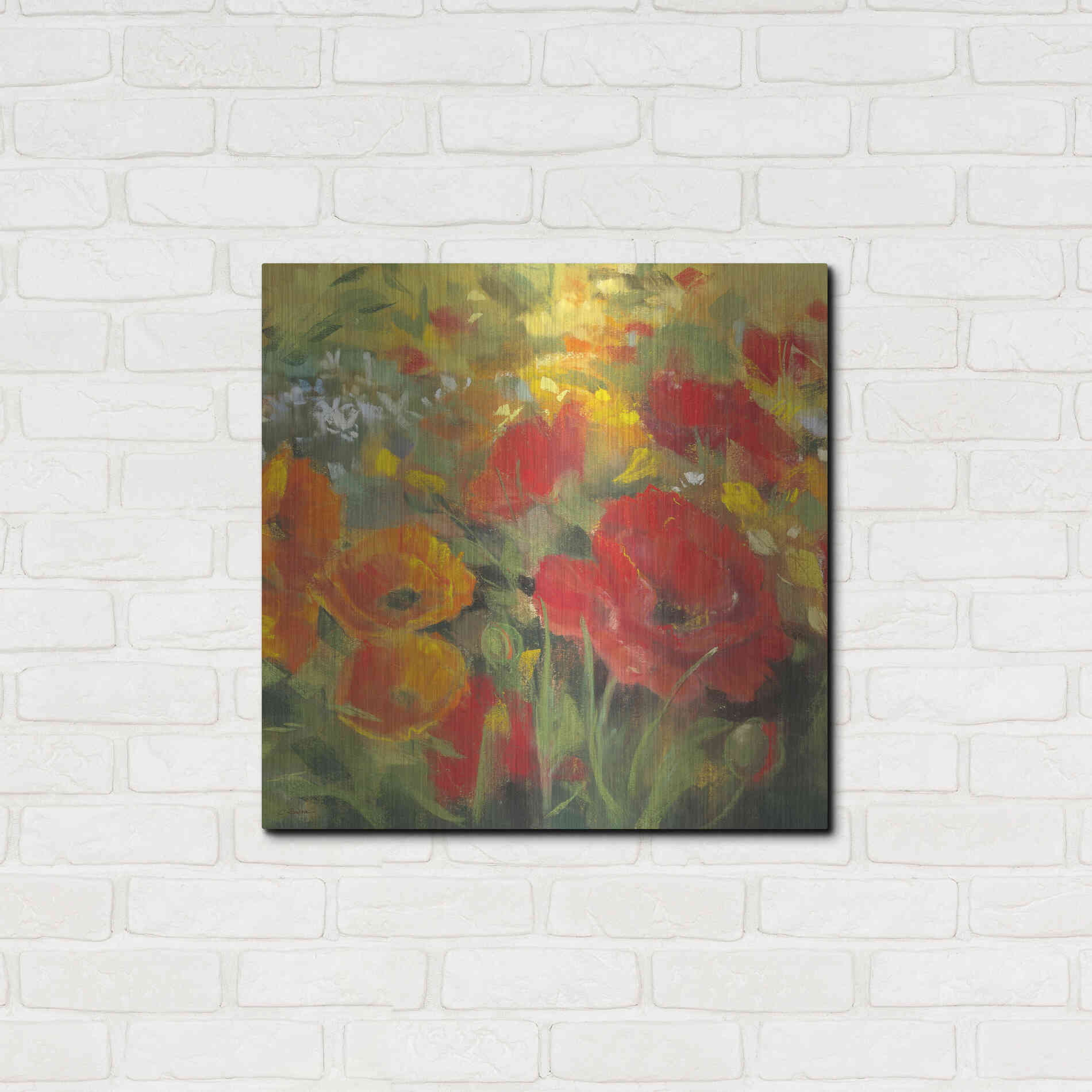 Luxe Metal Art 'Oriental Poppy Field I' by Carol Rowan, Metal Wall Art,24x24