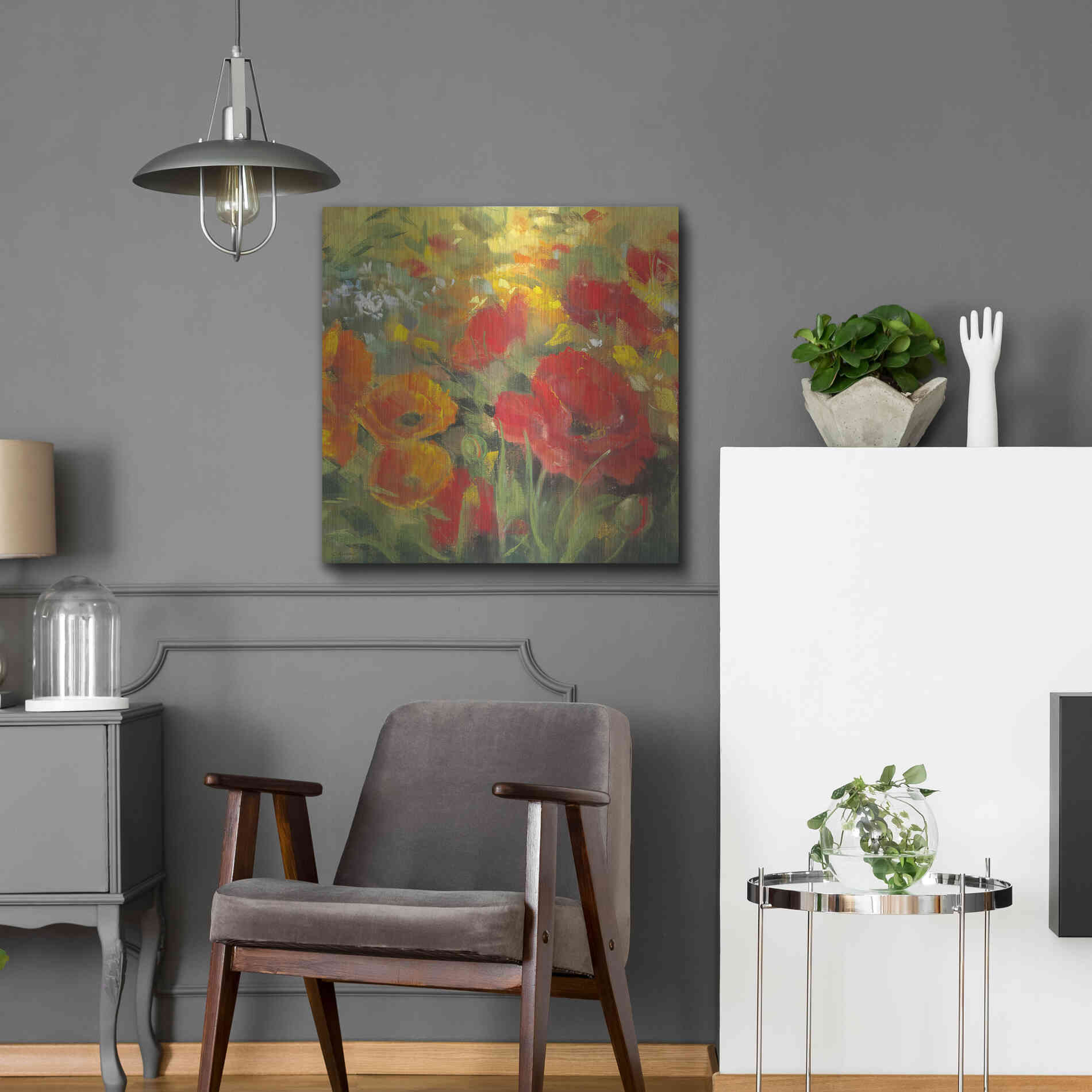 Luxe Metal Art 'Oriental Poppy Field I' by Carol Rowan, Metal Wall Art,24x24