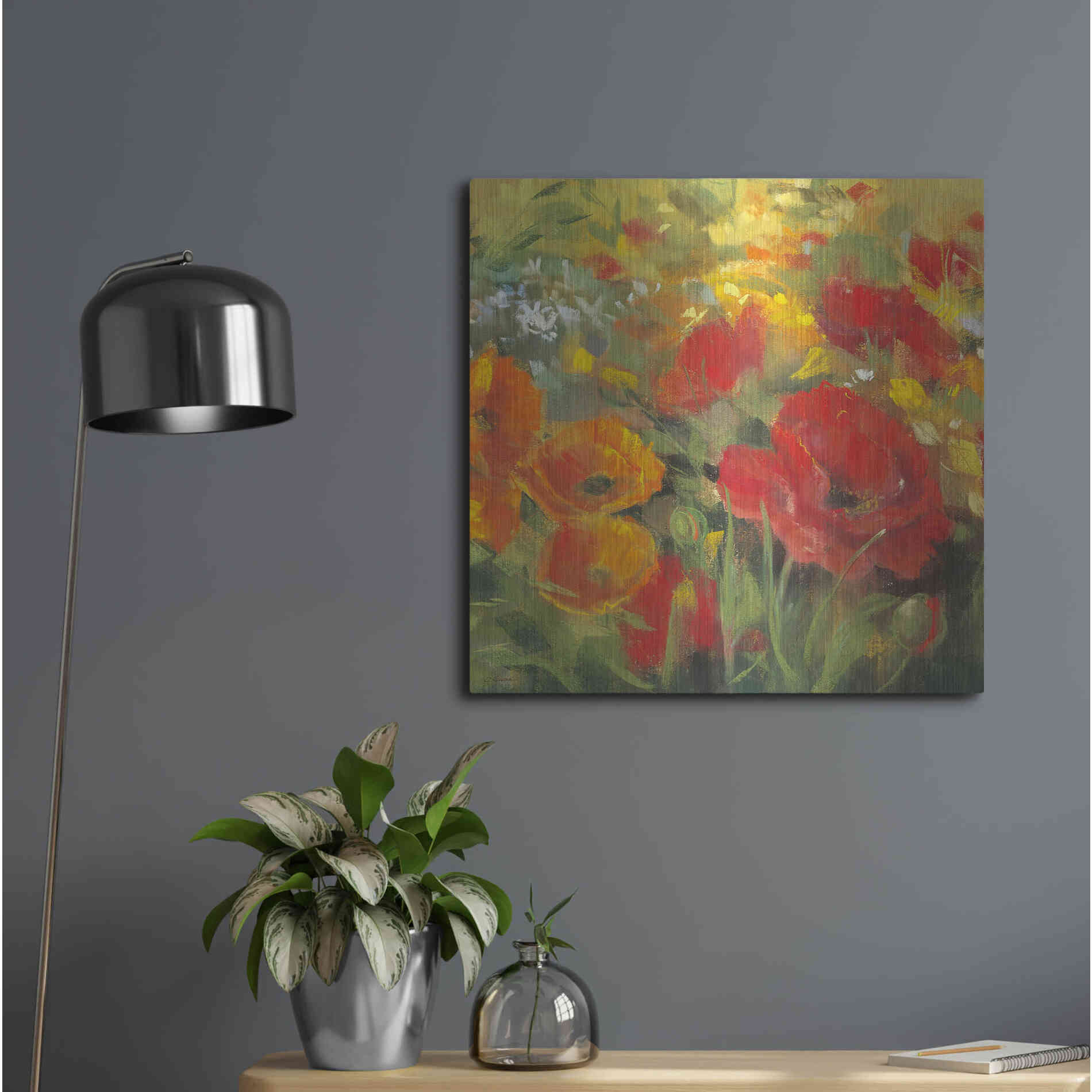 Luxe Metal Art 'Oriental Poppy Field I' by Carol Rowan, Metal Wall Art,24x24