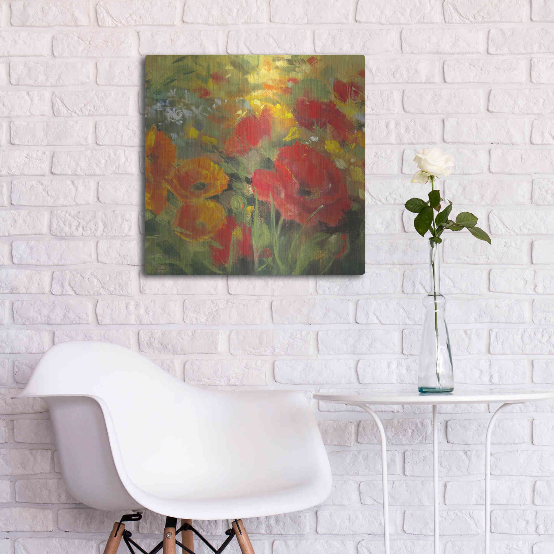 Luxe Metal Art 'Oriental Poppy Field I' by Carol Rowan, Metal Wall Art,24x24
