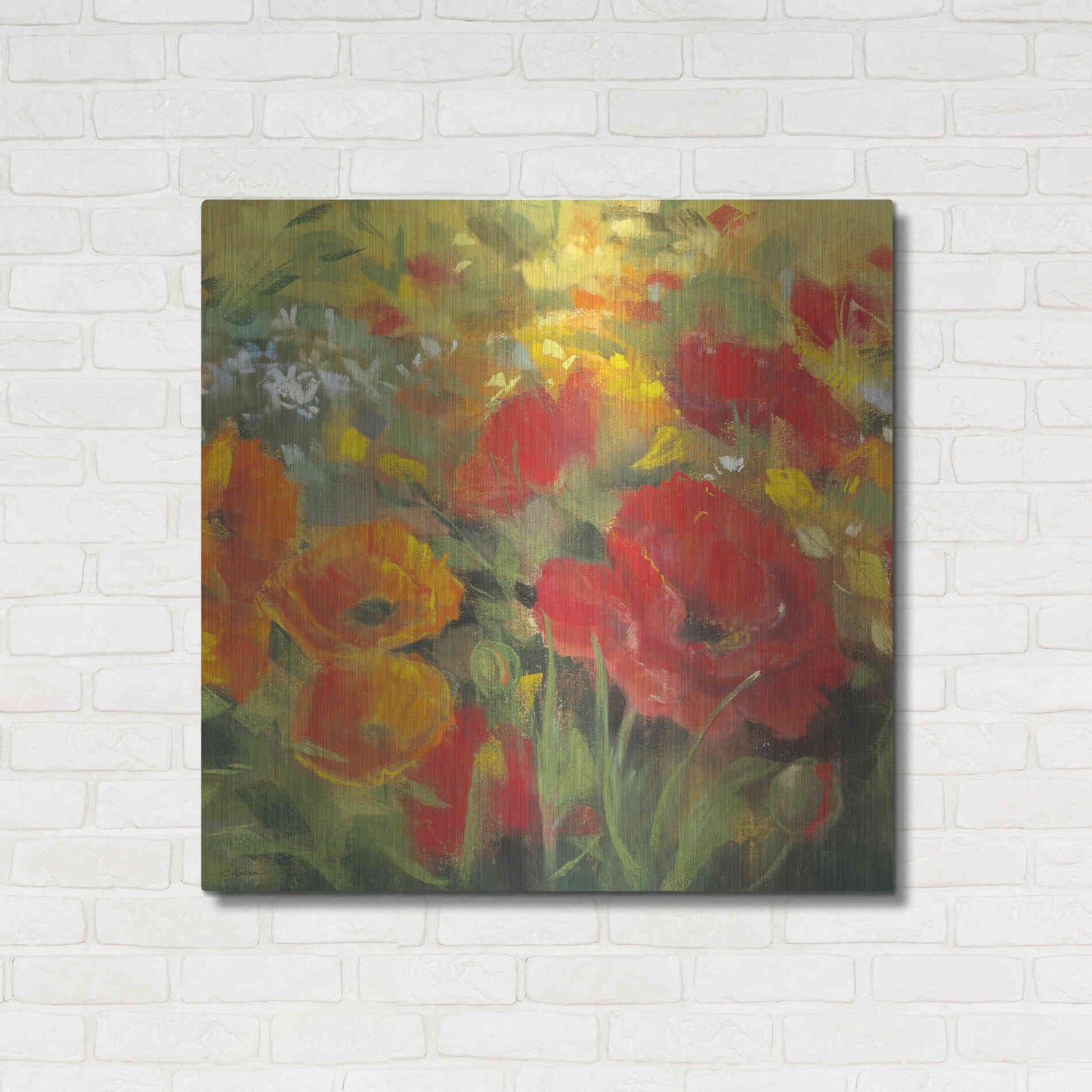 Luxe Metal Art 'Oriental Poppy Field I' by Carol Rowan, Metal Wall Art,36x36