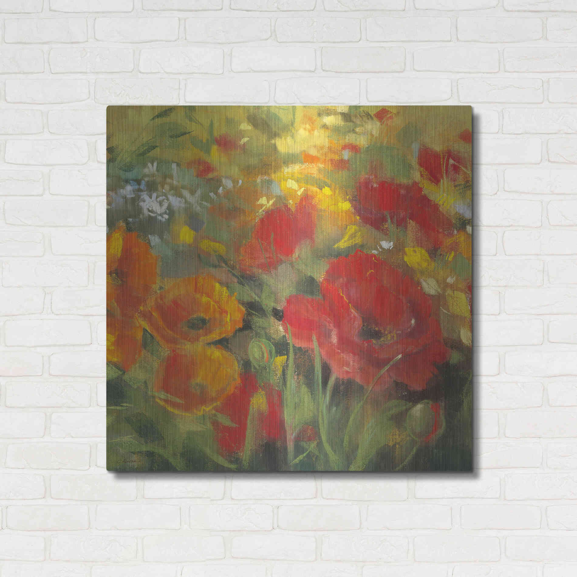 Luxe Metal Art 'Oriental Poppy Field I' by Carol Rowan, Metal Wall Art,36x36