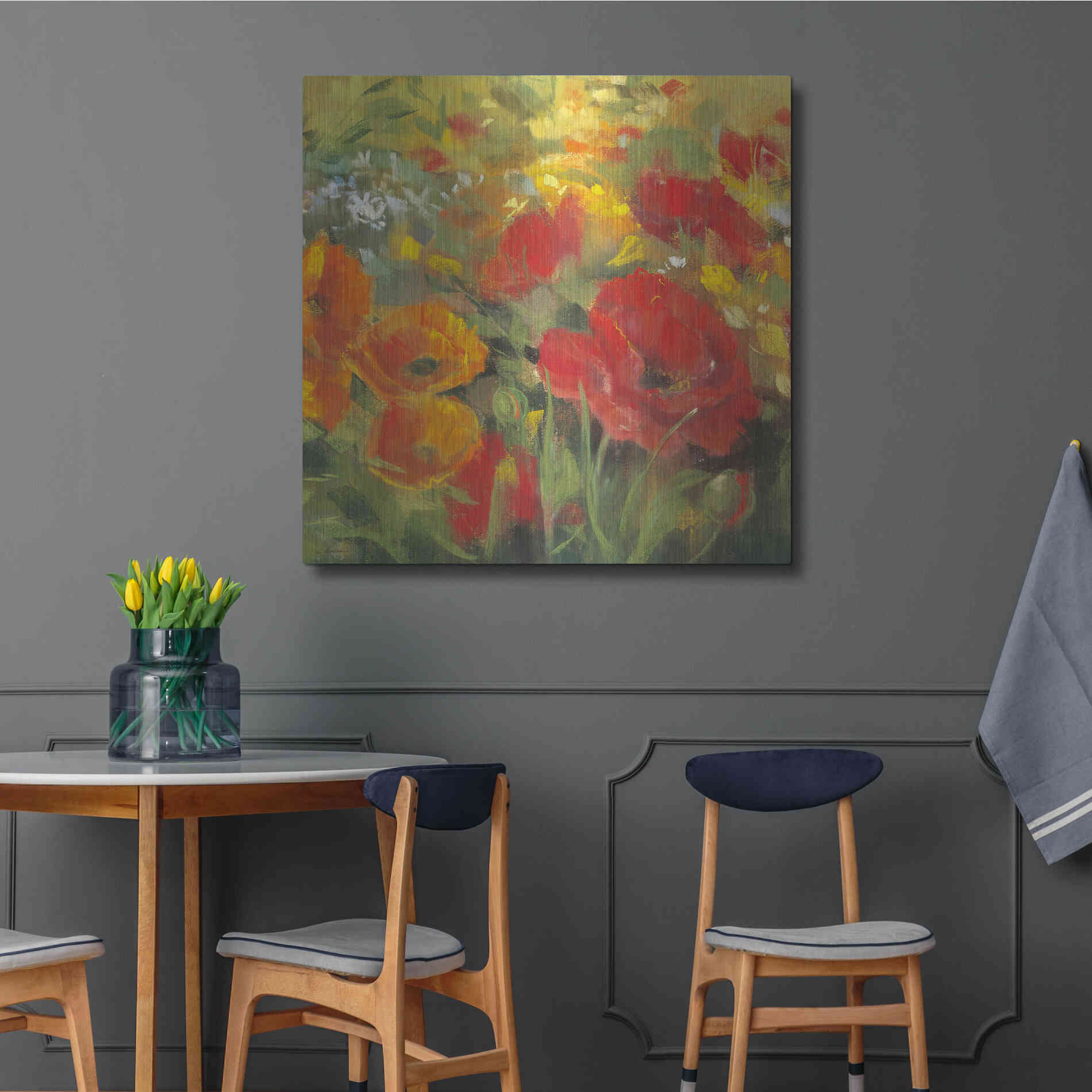 Luxe Metal Art 'Oriental Poppy Field I' by Carol Rowan, Metal Wall Art,36x36
