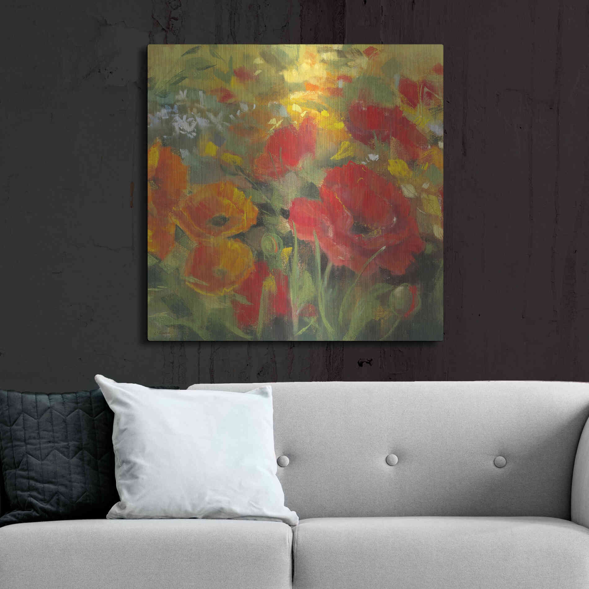 Luxe Metal Art 'Oriental Poppy Field I' by Carol Rowan, Metal Wall Art,36x36