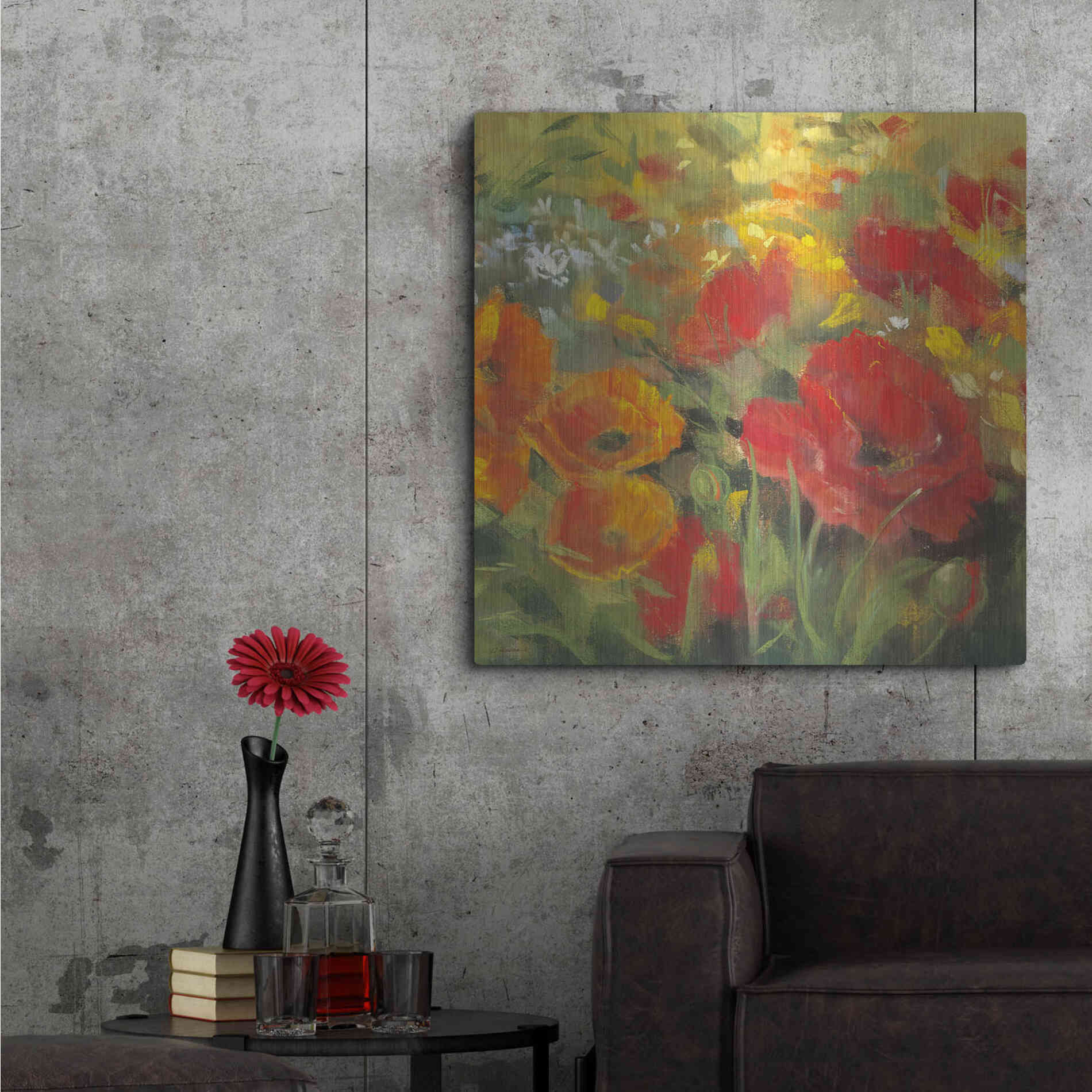 Luxe Metal Art 'Oriental Poppy Field I' by Carol Rowan, Metal Wall Art,36x36