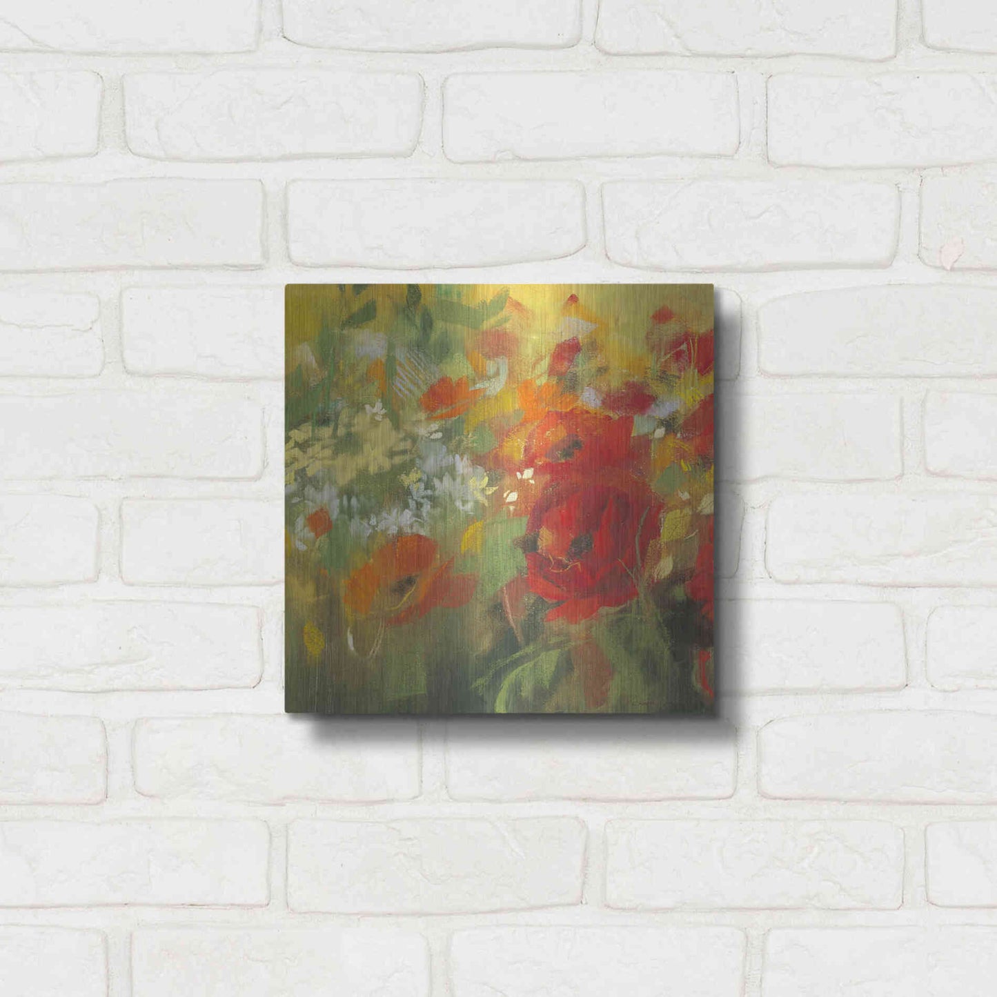 Luxe Metal Art 'Oriental Poppy Field II' by Carol Rowan, Metal Wall Art,12x12