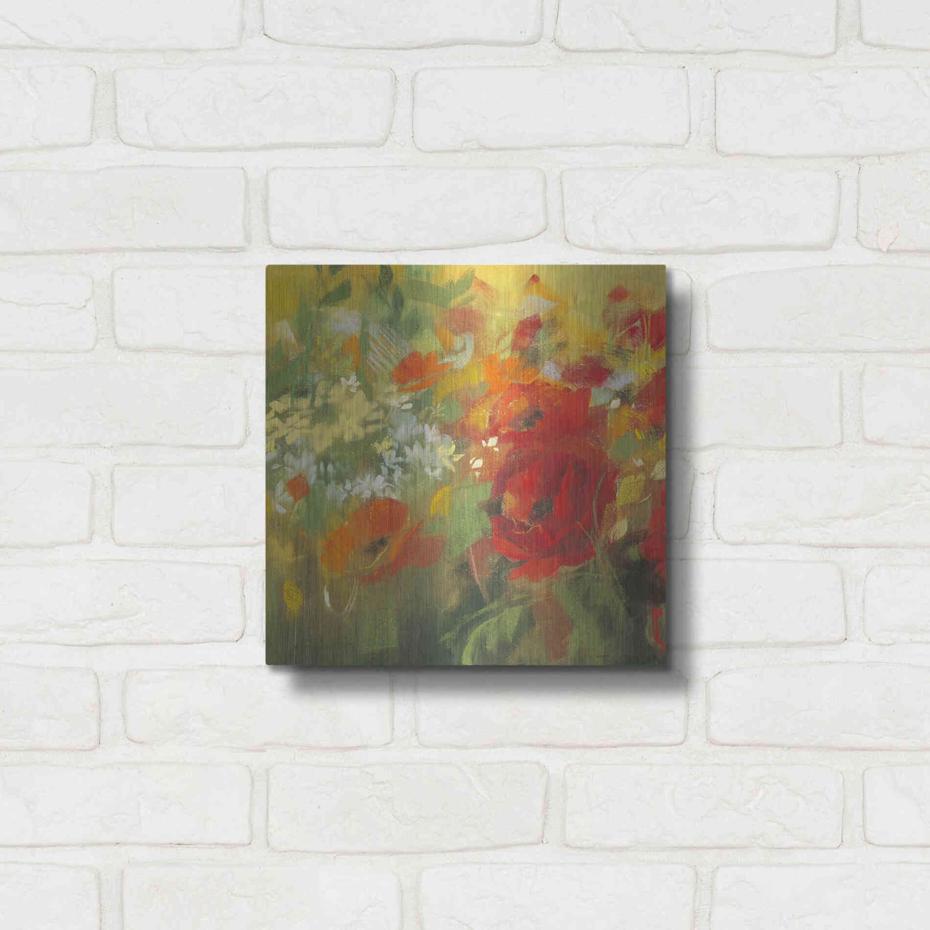 Luxe Metal Art 'Oriental Poppy Field II' by Carol Rowan, Metal Wall Art,12x12