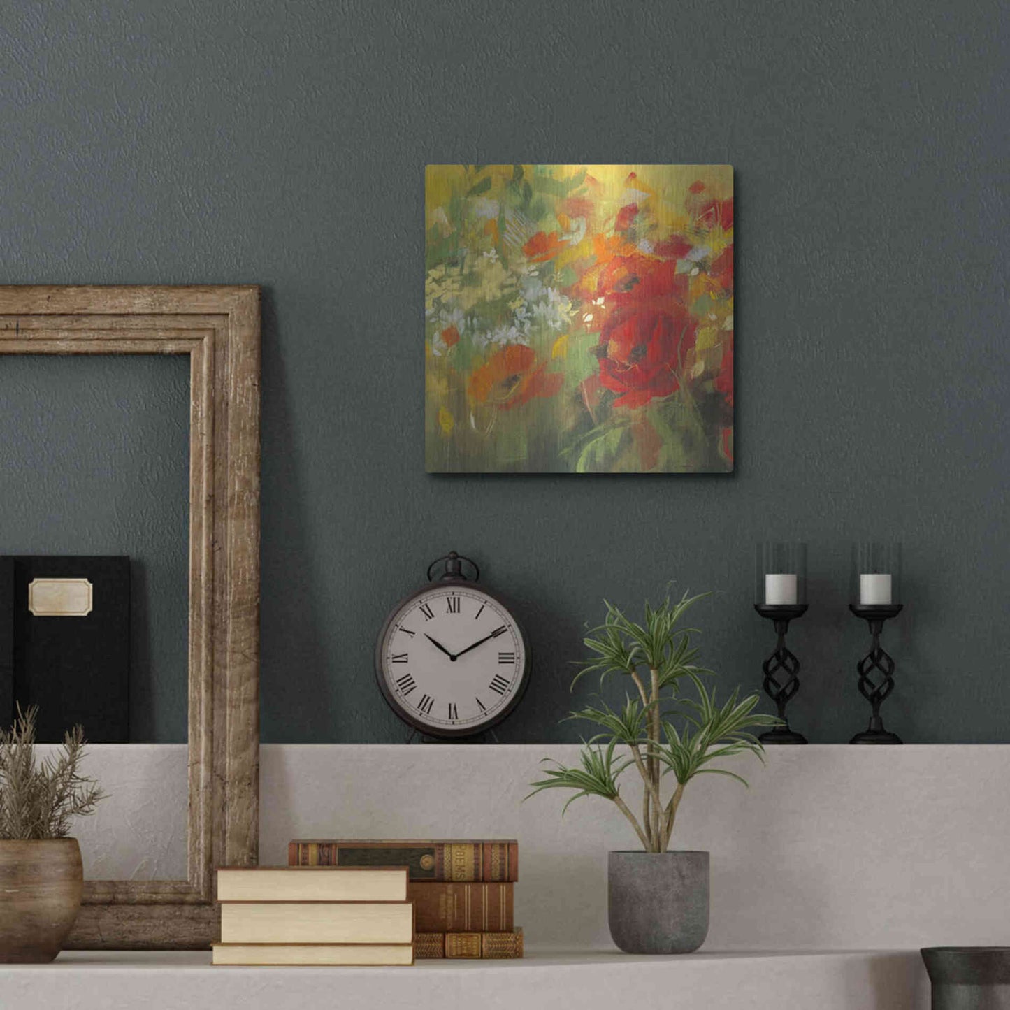 Luxe Metal Art 'Oriental Poppy Field II' by Carol Rowan, Metal Wall Art,12x12