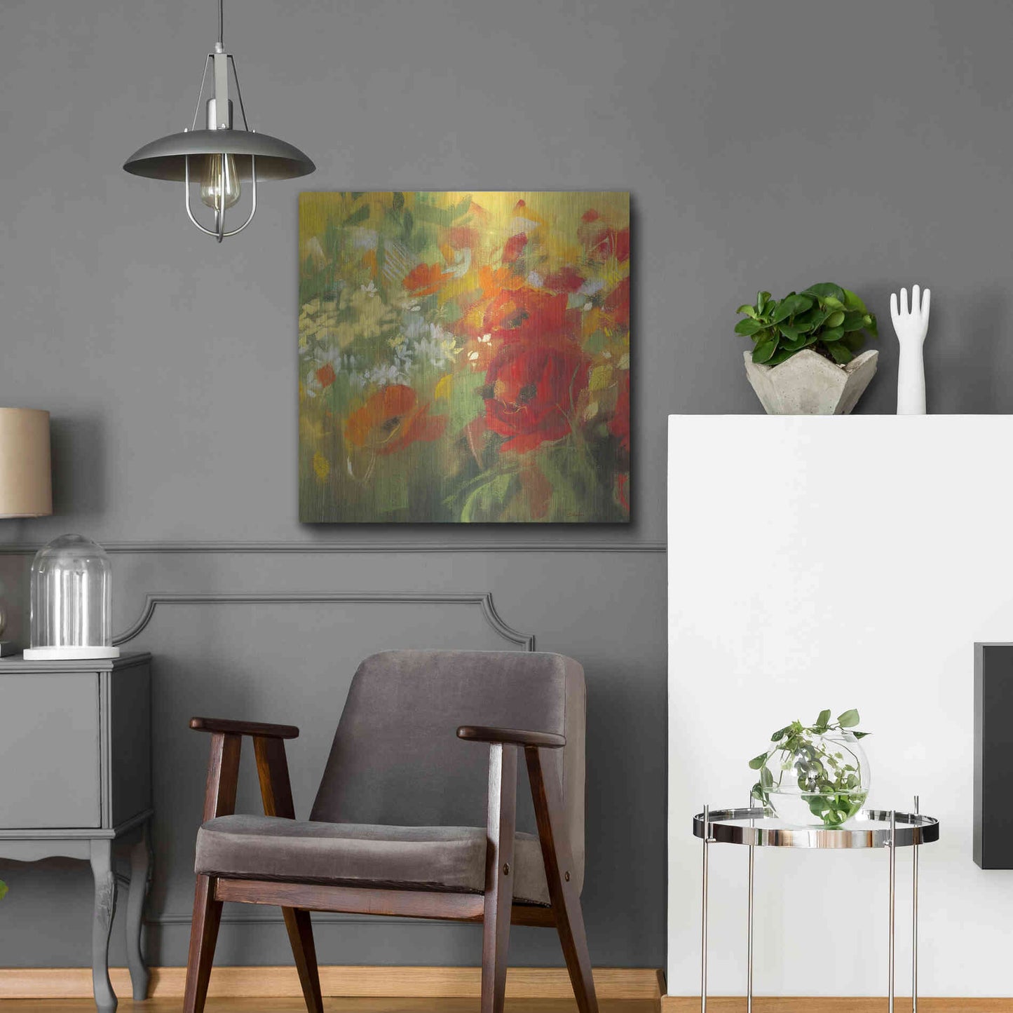 Luxe Metal Art 'Oriental Poppy Field II' by Carol Rowan, Metal Wall Art,24x24