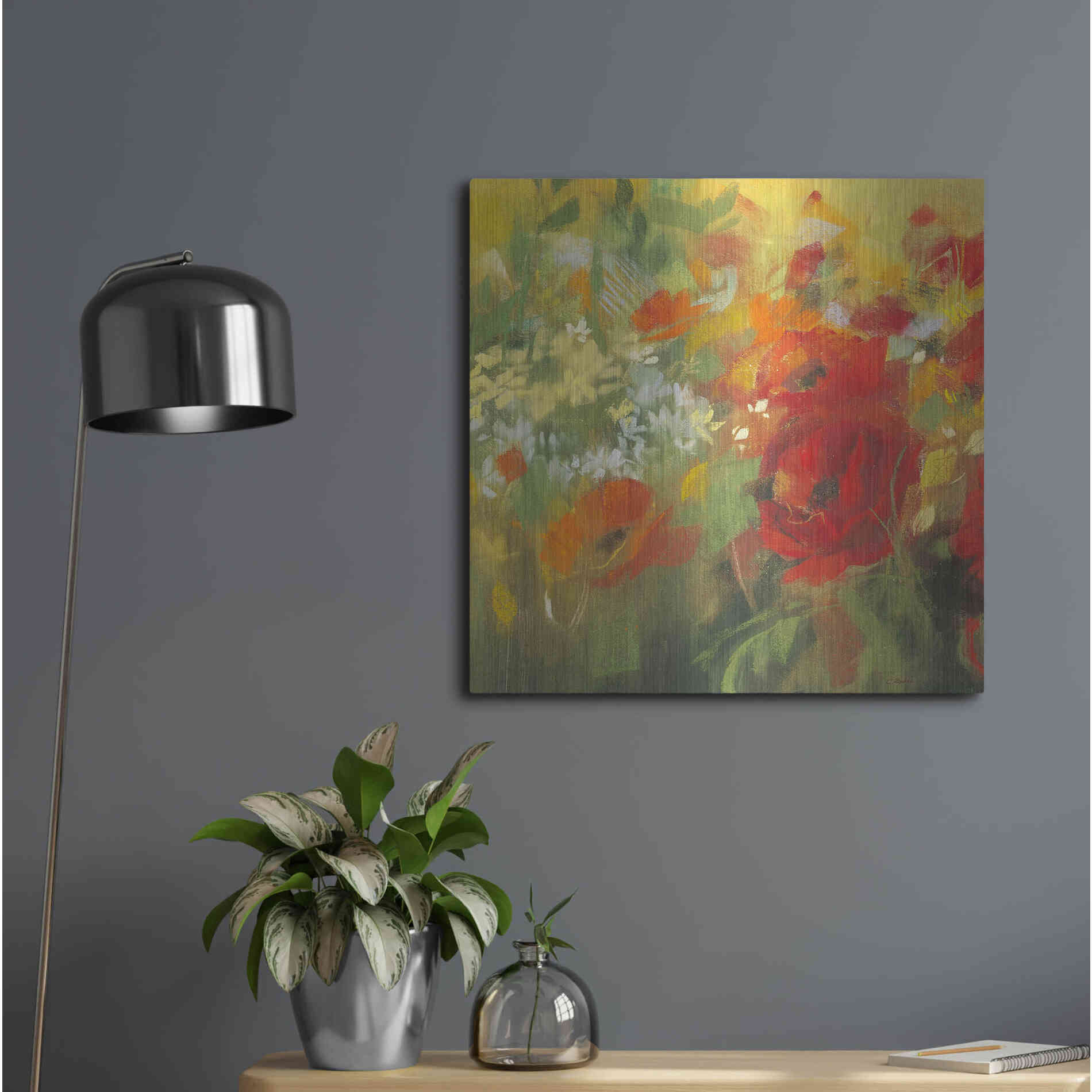 Luxe Metal Art 'Oriental Poppy Field II' by Carol Rowan, Metal Wall Art,24x24